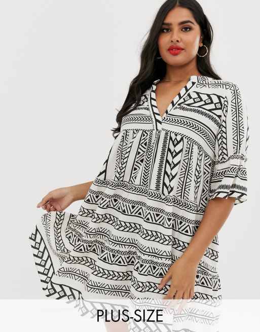 Fantastisk Marco Polo spole Vero Moda Curve smock mini dress in bold print | ASOS