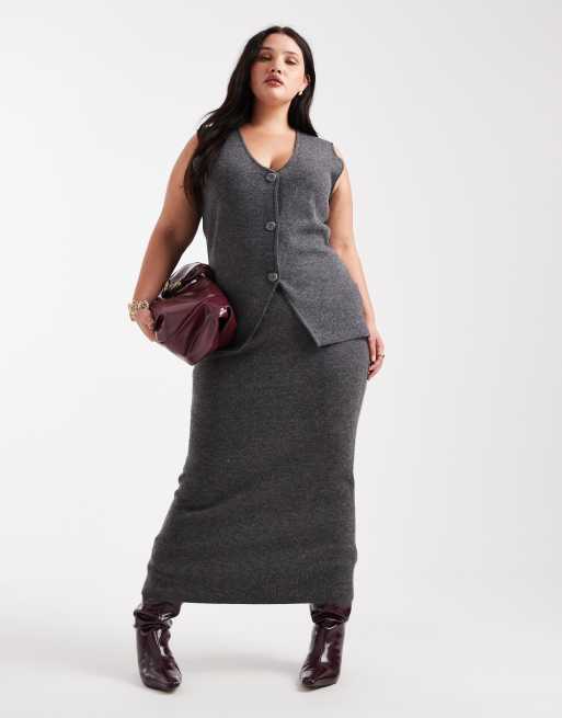 Vero Moda Curve soft knit vest in gray melange - part of a set, 3 of 4