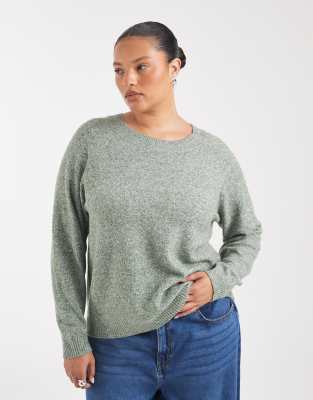 Vero Moda Curve Soft Round Neck Knit Sweater In Gray