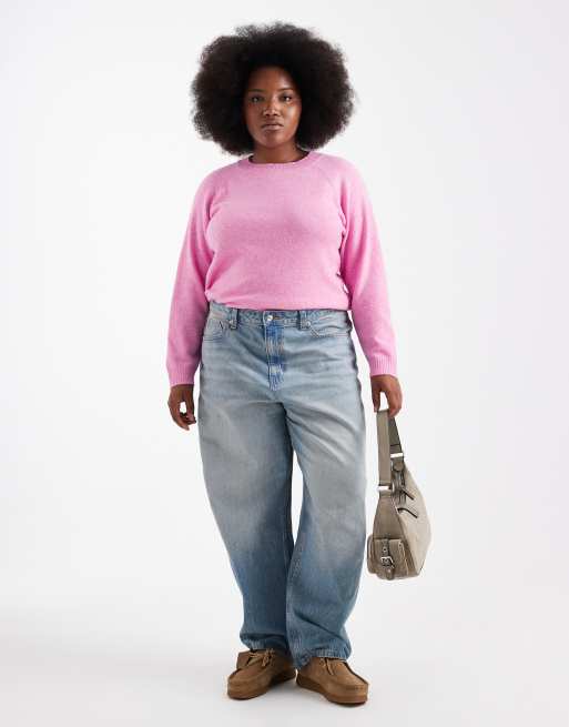 Vero Moda Curve soft round neck knit sweater in pink, 2 of 4