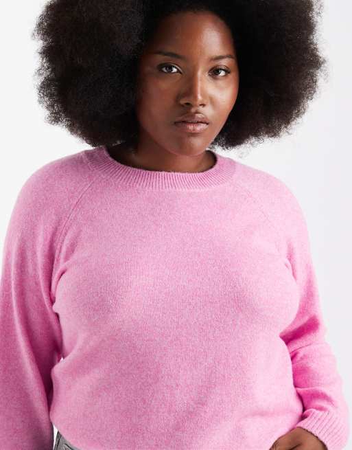 Vero Moda Curve soft round neck knit sweater in pink, 4 of 4