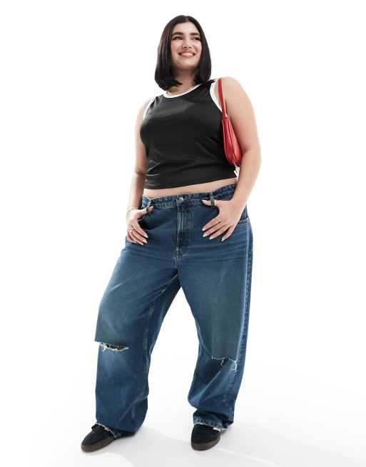 Vero Moda Curve – Sportliches Tanktop in Schwarz mit Kontrast-Besatz, 3 von 4