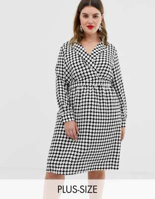 spot wrap midi dress