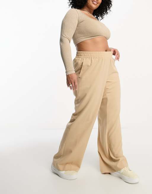 Vero Moda Curve – Stand Alone – Hose in Cremeweiß mit weitem Schnitt und gesmoktem Bund, 2 von 4