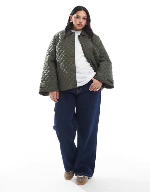 Vero Moda Curve – Steppjacke mit Knopfleiste in tiefem Khaki, 2 von 4