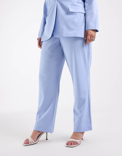 Vero Moda Curve straight leg tailored pants in brunnera blue (part of a set), 2 of 5