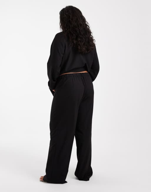 Vero Moda Curve straight smart pants with crease front in black (part of a set), 5 of 5