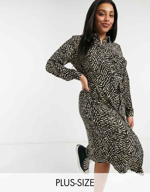Vero Moda Curve – Sukienka koszulowa midi ze zwierzęcym wzorem