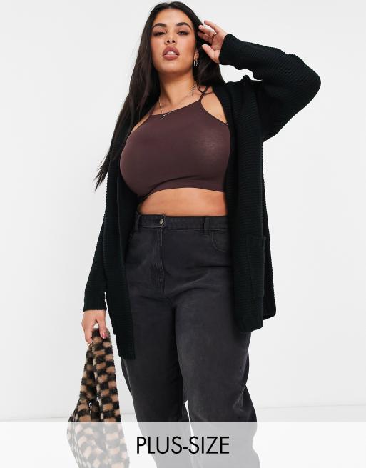 Vero Moda Curve – Svart lång kofta