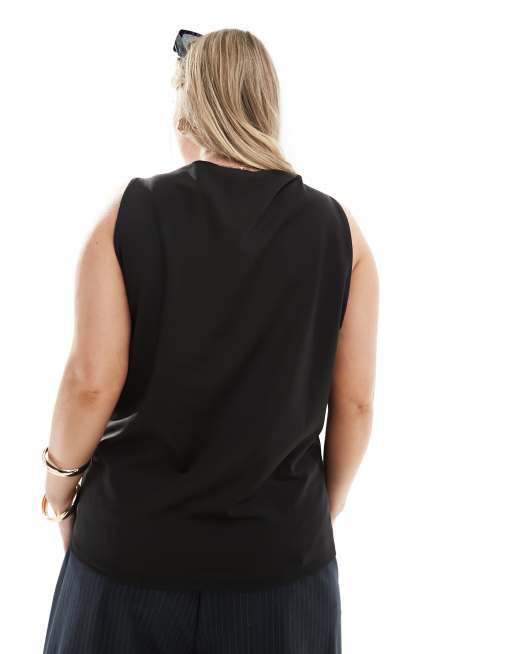 Vero Moda Curve – Svart topp i jersey med fyrkantig ringning, 3 av 4