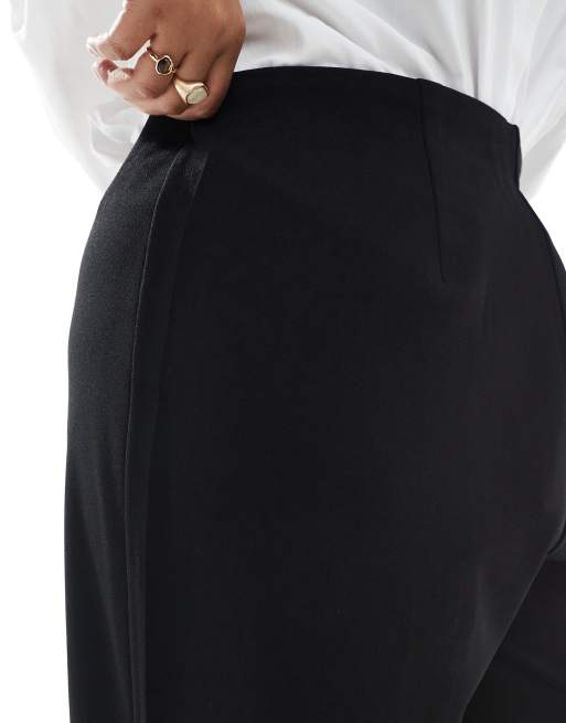 Vero Moda Curve – Svarta byxor med vida ben och veck framtill, 3 av 5