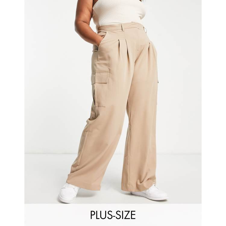 Vero Moda Curve tailored cargo pants in camel