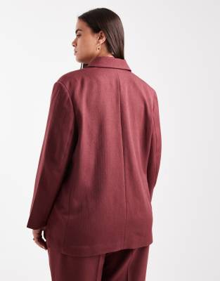 Vero Moda Curve Tailored Herringbone Blazer In Red