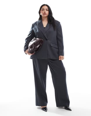 Vero Moda Curve Tailored Herringbone Blazer In Gray