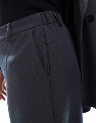 Vero Moda Curve Tailored Herringbone Wide Leg Pants In Gray