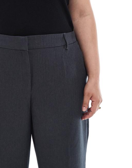 Vero Moda Curve tailored herringbone wide leg pants in dark gray melange - part of a set, 4 of 5