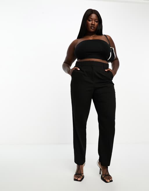 Vero Moda Curve tailored high rise straight pants in black - part of a set
