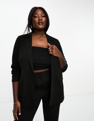 Vero Moda Curve tailored single breasted blazer co-ord in black