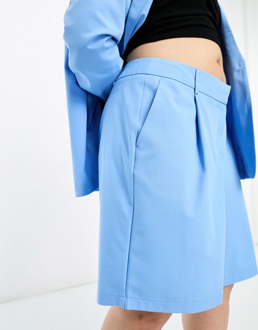 Vero Moda Curve tailored suit shorts in blue - part of a set