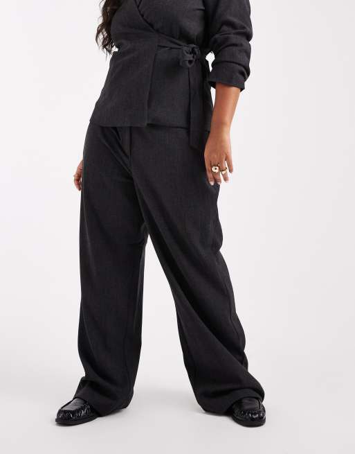 Vero Moda Curve tailored wide leg pants in dark heather gray - part of a set, 2 of 5