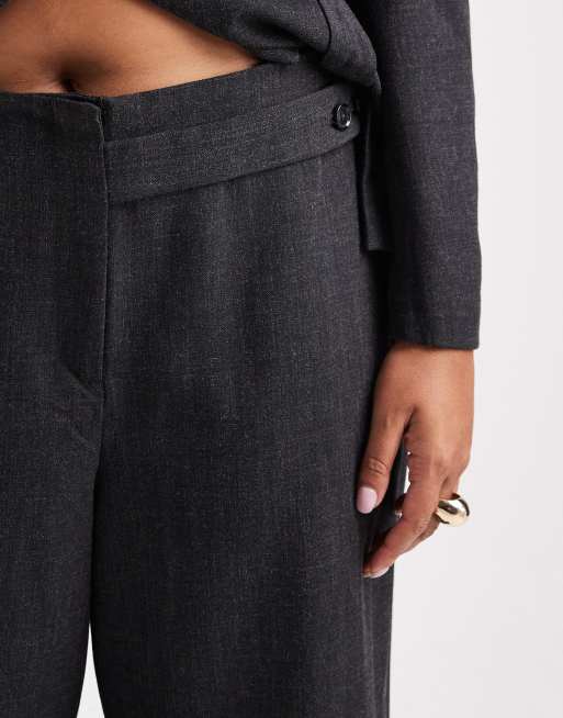 Vero Moda Curve tailored wide leg pants in dark heather gray - part of a set, 3 of 5