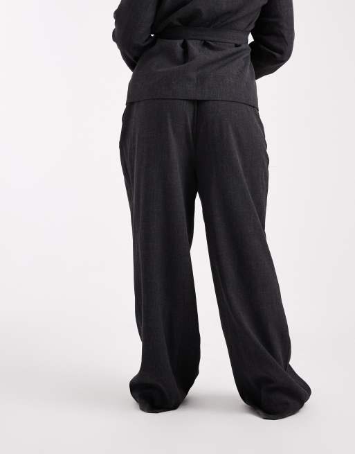 Vero Moda Curve tailored wide leg pants in dark heather gray - part of a set, 4 of 5