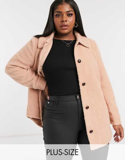 ros bestøver majs Vero Moda Curve teddy borg jacket in pink | Gabinetecivil-alShops