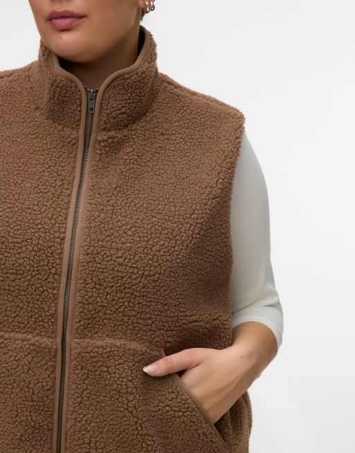 Vero Moda Curve teddyväst i fossil, 4 av 5