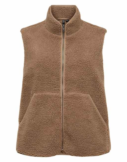 Vero Moda Curve teddyväst i fossil, 5 av 5