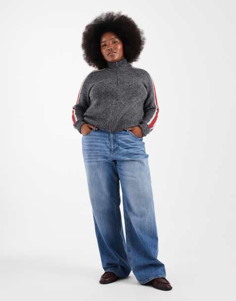 Vero Moda Curve Tessa high waisted wide leg jeans in medium blue wash - view 1