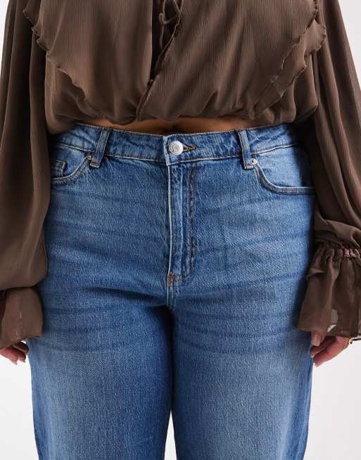 Vero Moda Curve Tessa high waisted wide leg jeans in medium blue wash, 4 of 5