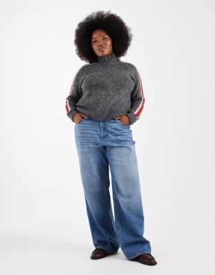 Vero Moda Curve - Tessa - Weit geschnittene Jeans in mittelblauer Waschung mit hohem Bund