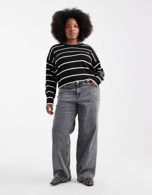 Vero Moda Curve - Tessa - Weit geschnittene Jeans in mittelgrauer Waschung mit hohem Bund