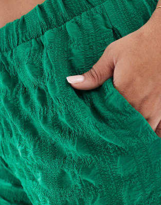 Vero Moda Curve Textured Wide Leg Pants In Green
