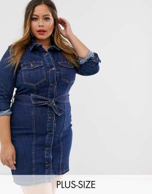 plus size blue jean shirt dress