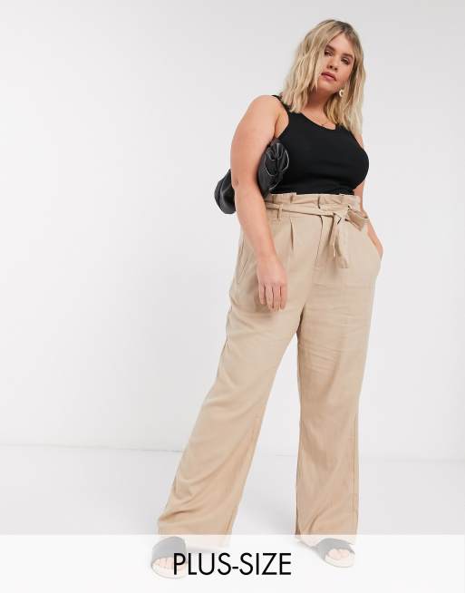 Wide leg paperbag on sale trousers plus size