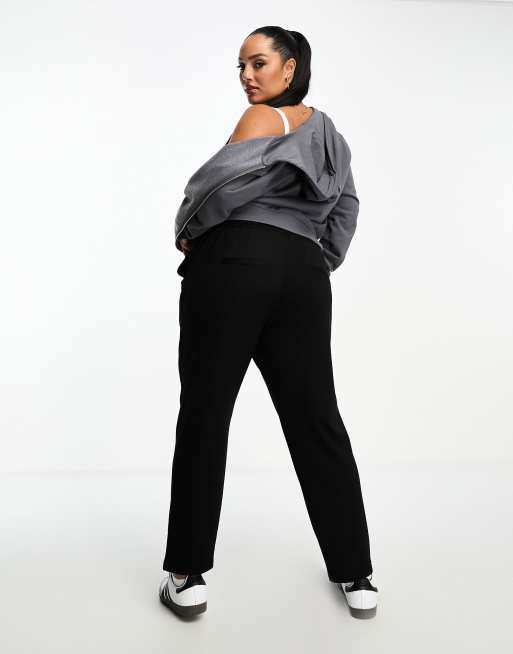 Plus Size Black Cropped Joggers