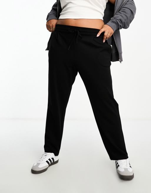 Vero Moda Curve tie waist tapered trackies in black ASOS