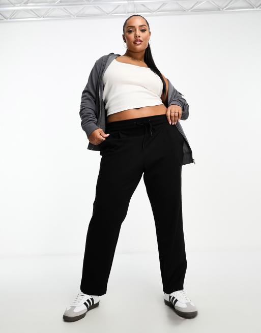 Vero Moda Curve - Toelopende joggingbroek met gestrikte taille in zwart