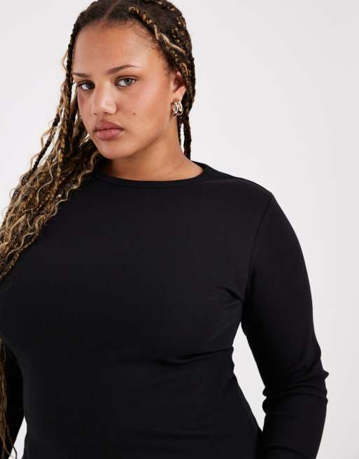 Vero Moda Curve - Top en maille côtelée à manches longues - Noir, 2 de 4