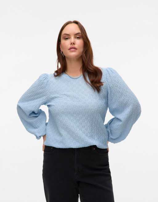 Vero Moda Curve Top in light blue, 3 of 4