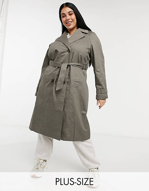 Coats & Jackets Vero Moda Curve trench coat in khaki 