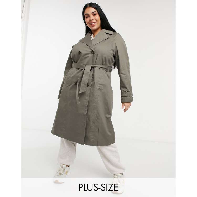 Vero Moda Curve trench coat in khaki