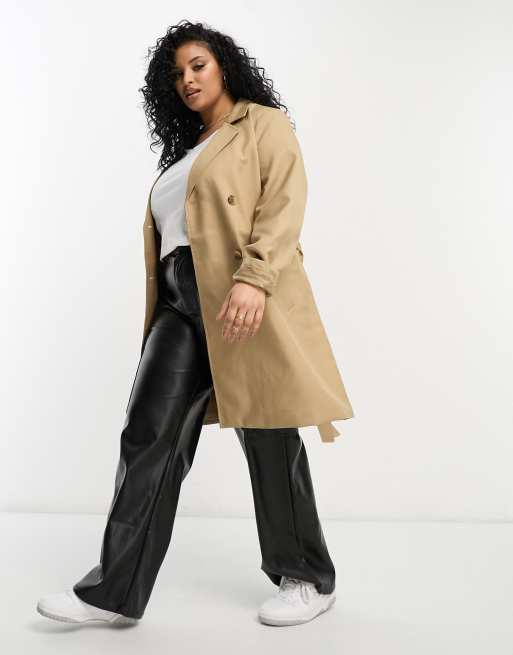 Vero Moda Curve – Trenchcoat in Stein