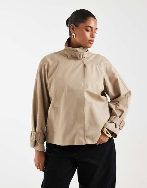 Vero Moda Curve trenchcoat med ståkrage i silver mink - view 1