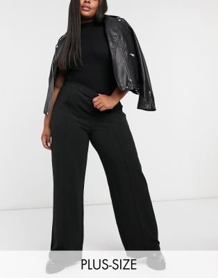 Vero Moda Curve trousers with wide leg in black - ASOS Price Checker