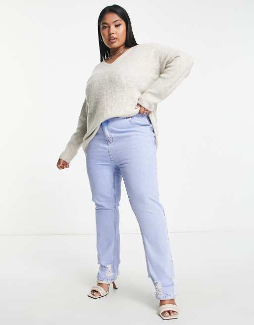 Vero Moda Curve - Trui met V-hals in crème, 4 van 4