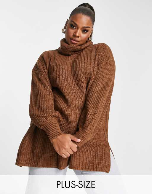 Knitted Roll Neck Longline Jumper