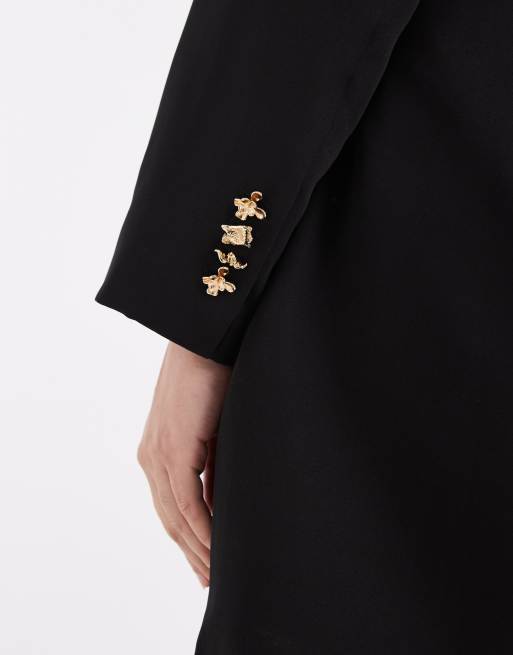 Vero Moda Curve - vestido mini negro de manga larga con puño abotonado, 3 de 4