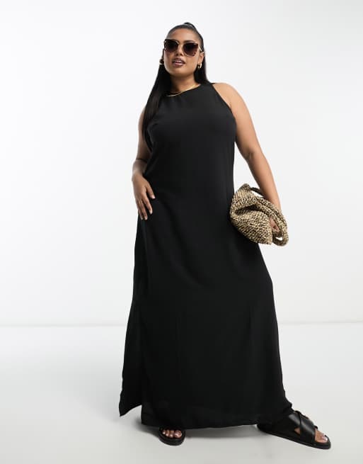 Vero Moda Curve - Vestito lungo con scollo a vogatore nero
